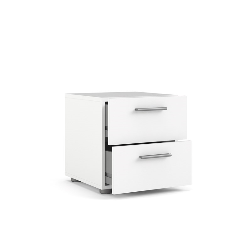 Home Square 3 Piece Double Dresser and Nightstand Bedroom Set in White