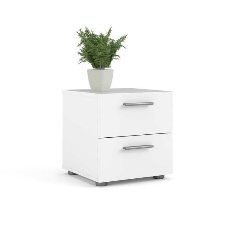 Home Square 3 Piece Double Dresser and Nightstand Bedroom Set in White