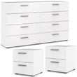 Home Square 3 Piece Double Dresser and Nightstand Bedroom Set in White