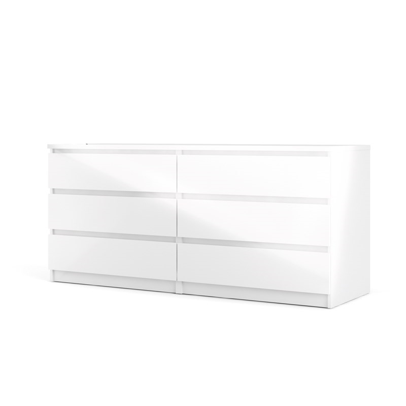 3PC Set Engineered Wood with 2 Nightstands and 1 Double Dresser in White Gloss