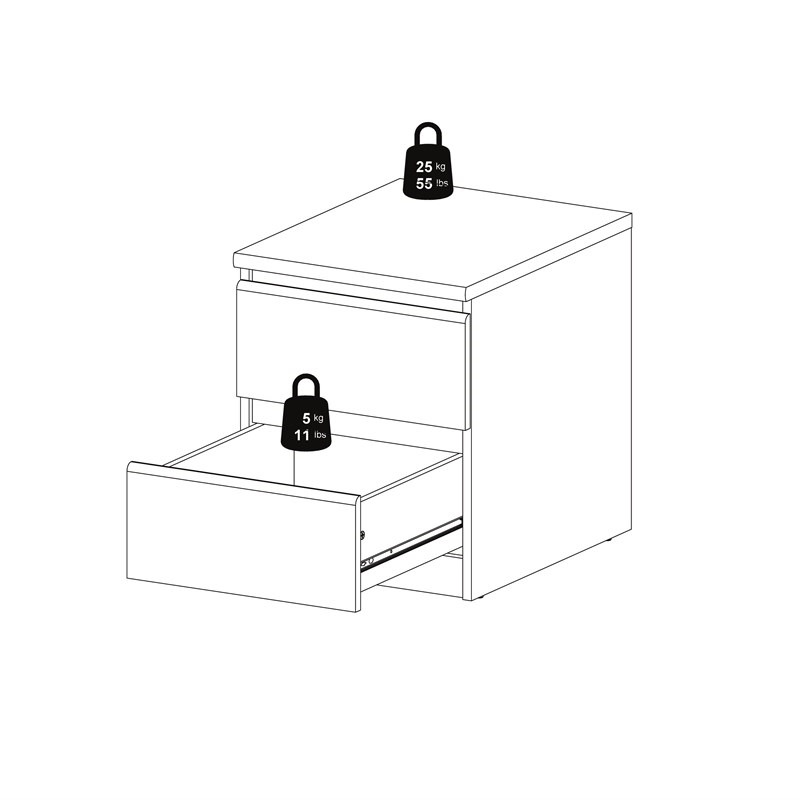 3PC Set Engineered Wood with 2 Nightstands and 1 Double Dresser in White Gloss