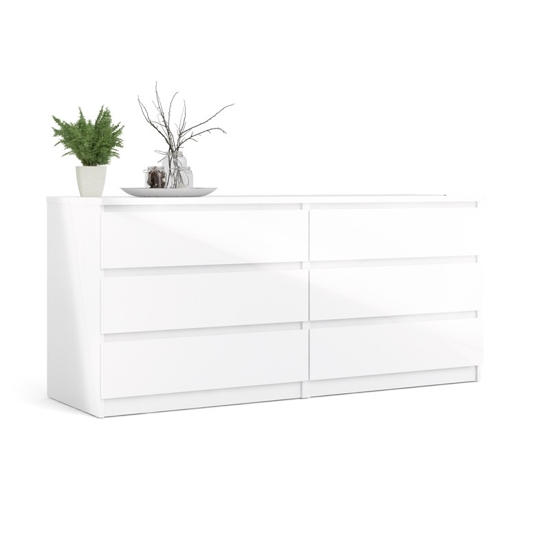 3PC Set Engineered Wood with 2 Nightstands and 1 Double Dresser in White Gloss