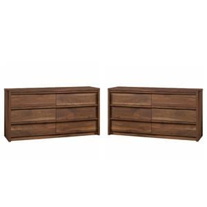 Home Square 2 Piece 6-Drawers Bedroom Dresser Set in Grand Walnut