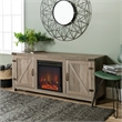 Farmhouse Fireplace TV Stand with Coffee Table and 2 End Table Set in Gray Wash