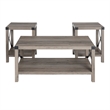 Farmhouse Fireplace TV Stand with Coffee Table and 2 End Table Set in Gray Wash