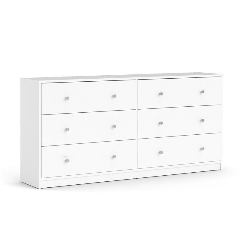3 Piece Modern Wood Dresser and Nightstand Bedroom Set in White