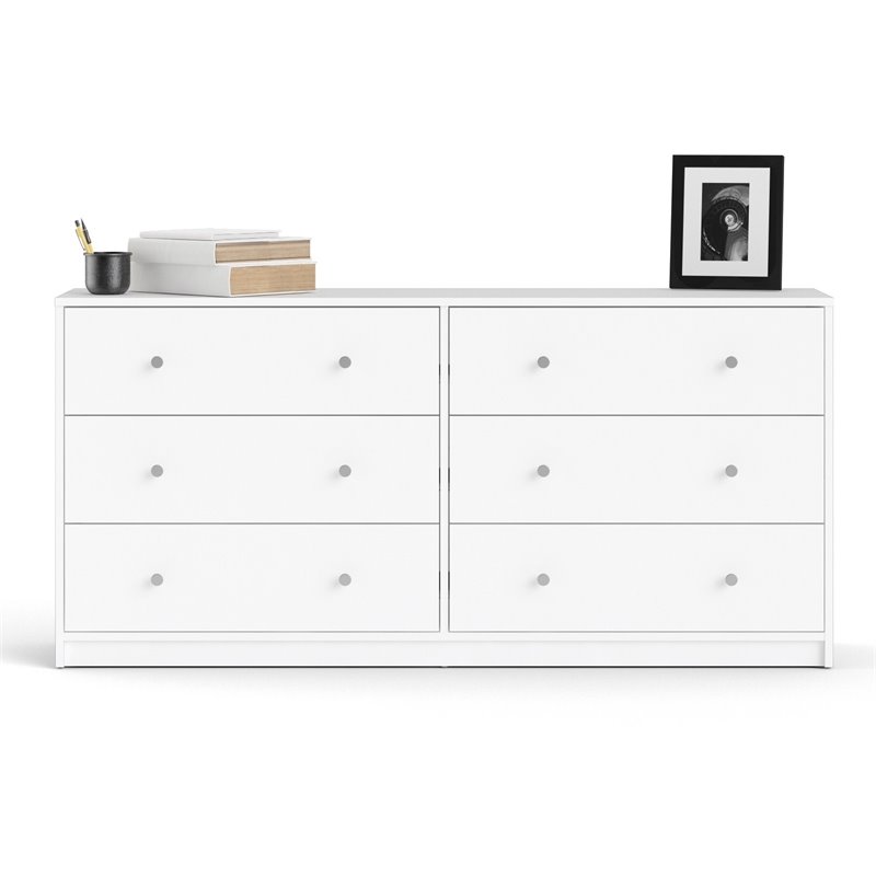 3 Piece Modern Wood Dresser and Nightstand Bedroom Set in White