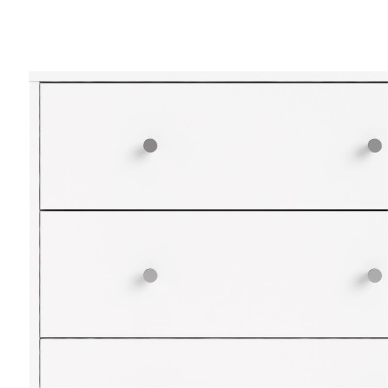 3 Piece Modern Wood Dresser and Nightstand Bedroom Set in White