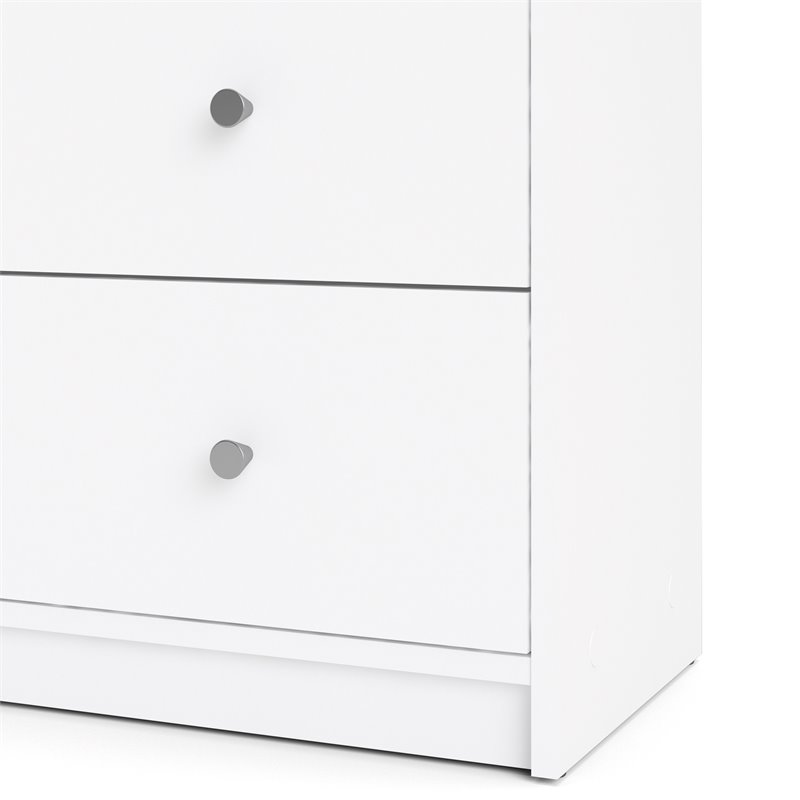 3 Piece Modern Wood Dresser and Nightstand Bedroom Set in White