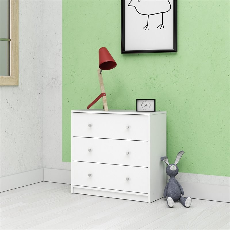 4 Pieces Set of Modern Wood Bedroom Furniture in White Finish