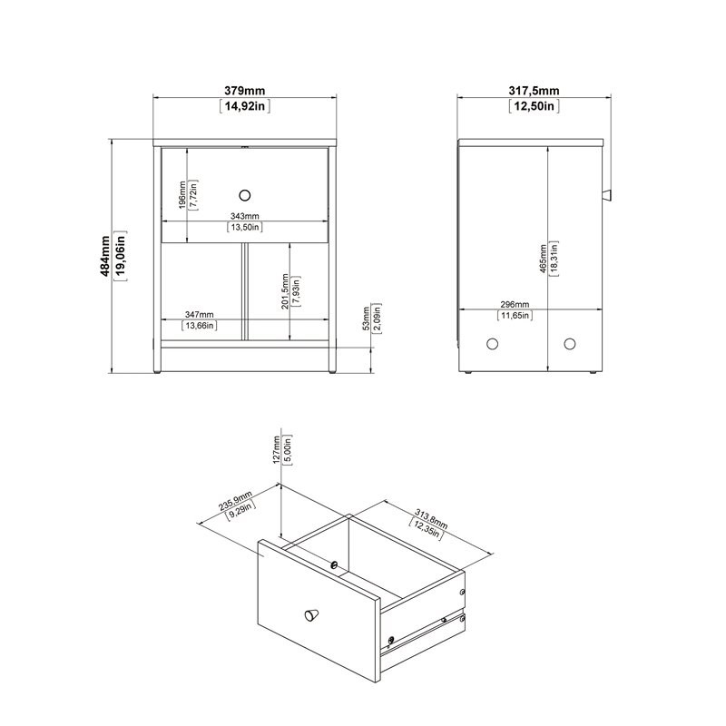 2 Piece Nightstand and Dresser Bedroom Set in Black