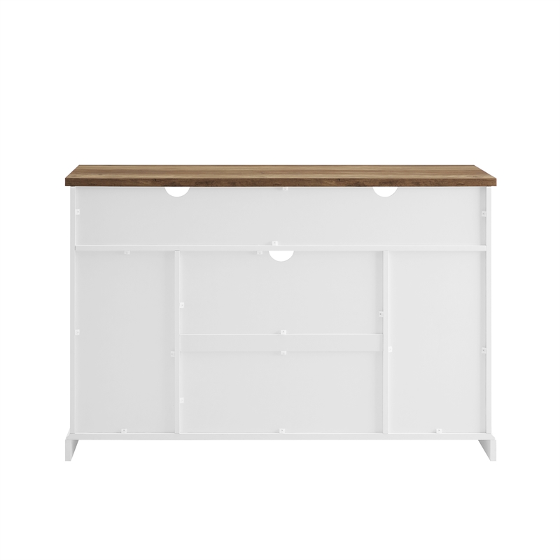 2 Piece Farmhouse Barn Door TV Stand and Buffet Table Set in White