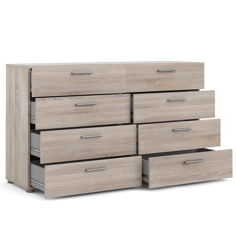 Home Square 8 Drawer Dresser and 2 Drawer Nightstand 3 Pc Set in Truffle
