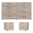 Home Square 8 Drawer Dresser and 2 Drawer Nightstand 3 Pc Set in Truffle