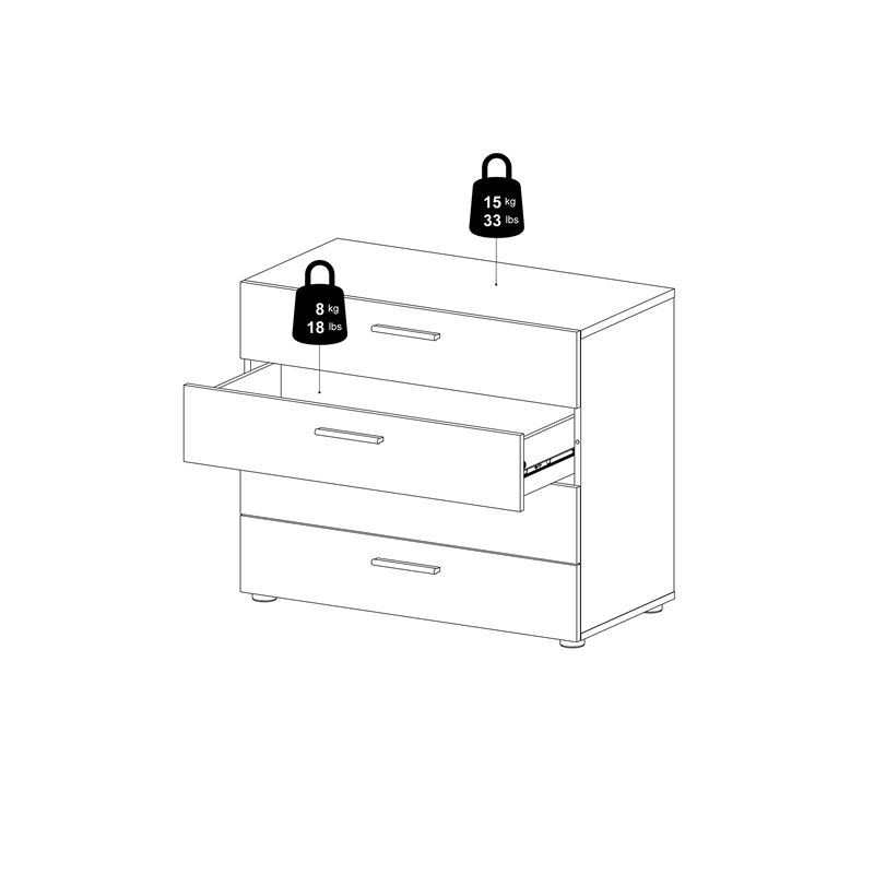 Home Square 2 Piece Bedroom Set with Dresser and Chest in Black Woodgrain