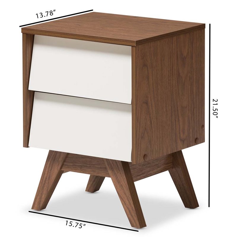 Home Square 3 Piece Chest and 2 Nightstands Bedroom Set in White/Walnut