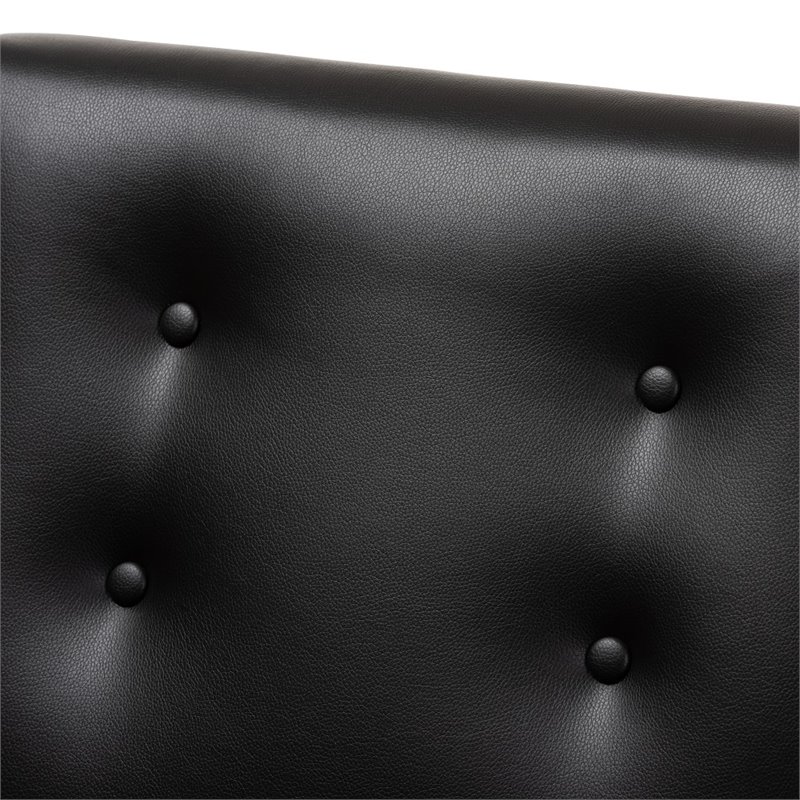 Home Square 2 Piece Faux Leather Upholstered Lounge Chair Set in Black/Walnut