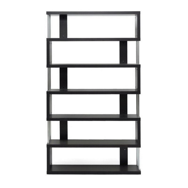 Home Square 2 Piece Engineered Wood 3 Shelf and 6 Shelf Bookcase Set Dark Brown