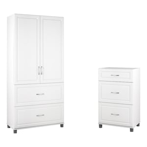 Home Square 2 Piece Storage Set with 36&quot Cabinet and 3 Drawer Cabinet in White