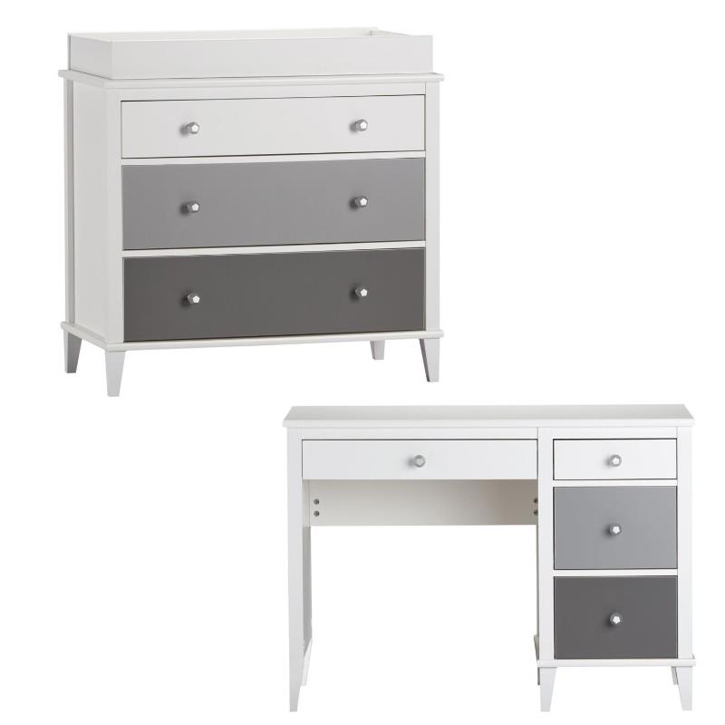Home Square 2 Piece Kids Bedroom Set with Desk and 3 Drawer Changing Table