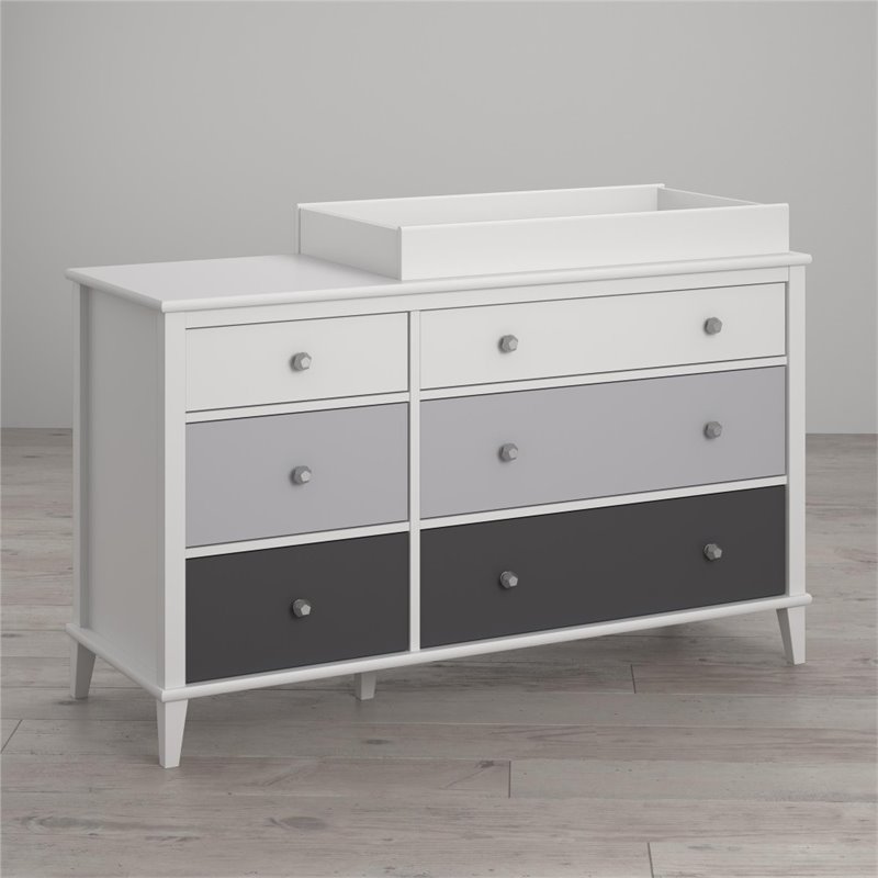 Home Square 2 Piece Kids Bedroom Set with Desk and 6 Drawer Changing Table