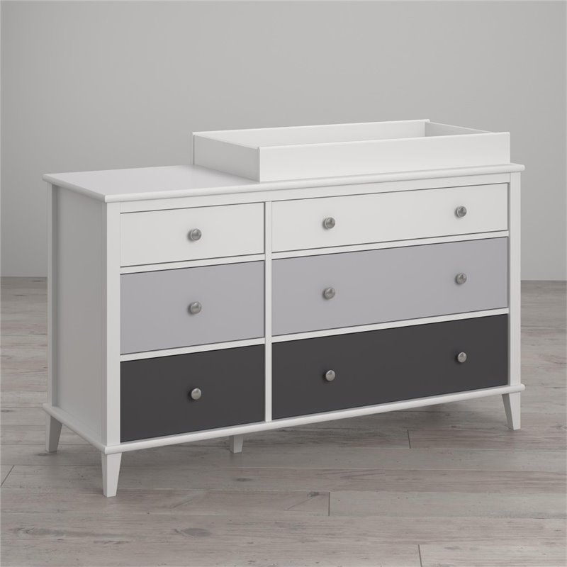 Home Square 2 Piece Kids Bedroom Set with Desk and 6 Drawer Changing Table