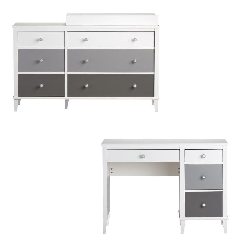 Home Square 2 Piece Kids Bedroom Set with Desk and 6 Drawer Changing Table