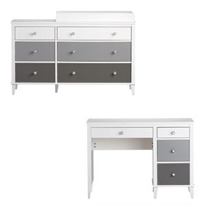 Home Square 2 Piece Kids Bedroom Set with Desk and 6 Drawer Changing Table