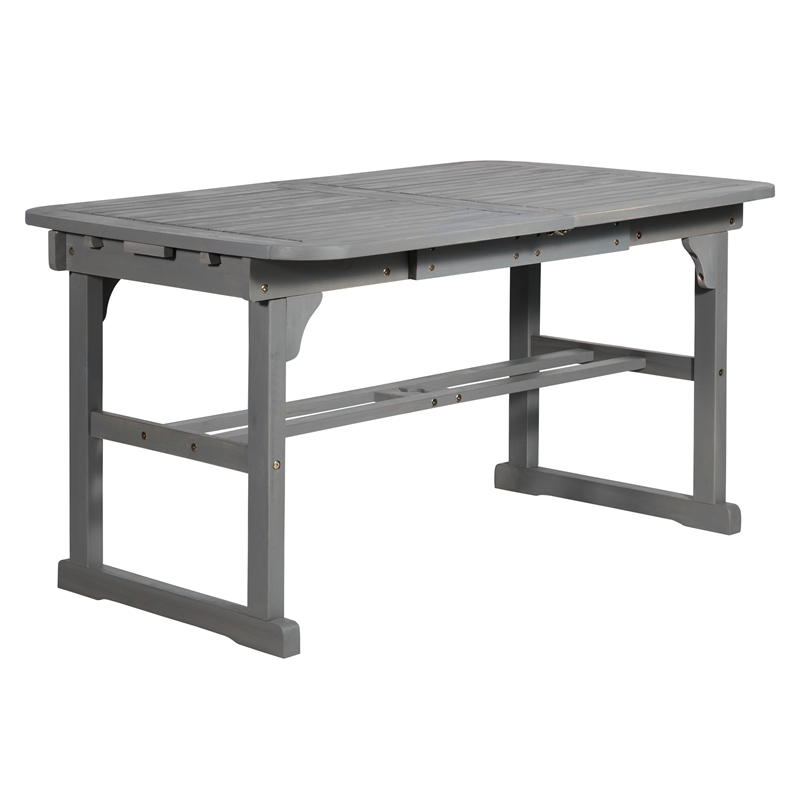 Home Square 3 Piece Patio Set with Extendable Dining Table and 4 Chairs in Gray