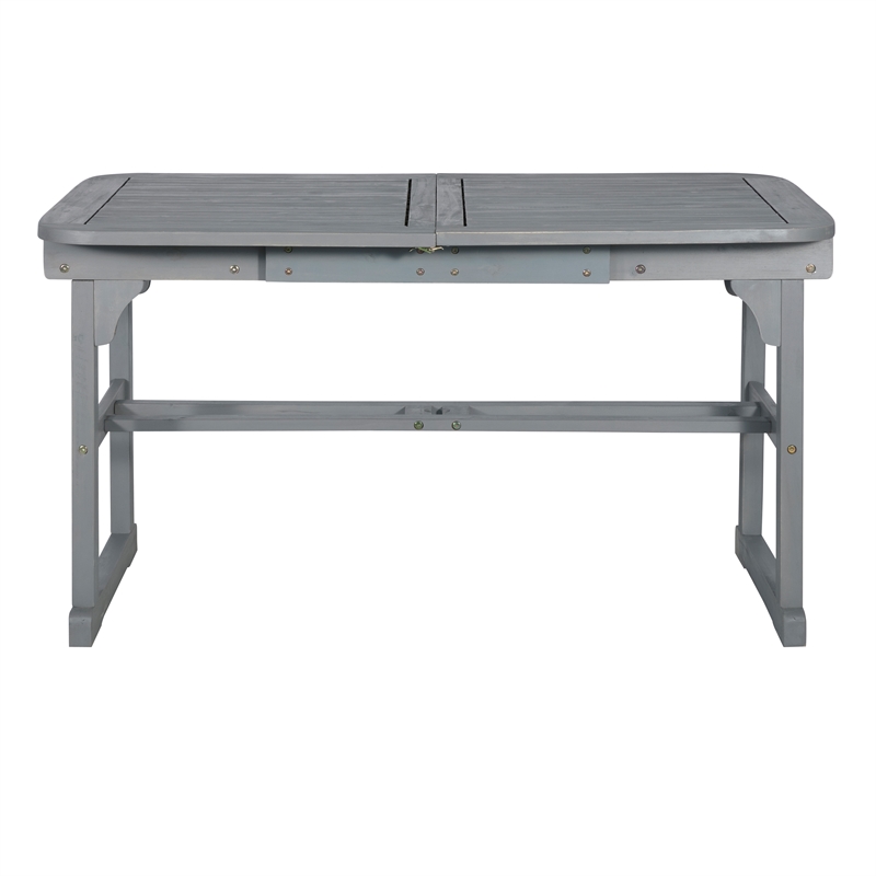 Home Square 4 Piece Patio Set with Extendable Table and 6 Chairs in Gray Wash