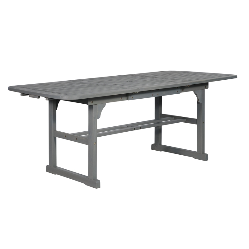 Home Square 4 Piece Patio Set with Extendable Table and 6 Chairs in Gray Wash