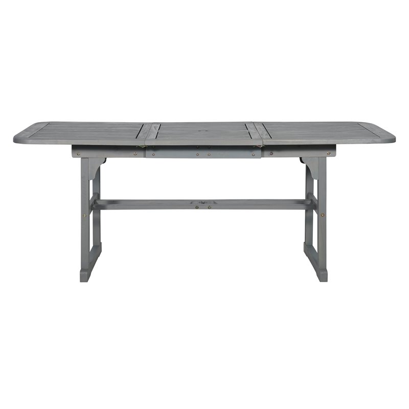 Home Square 4 Piece Patio Set with Extendable Table and 6 Chairs in Gray Wash