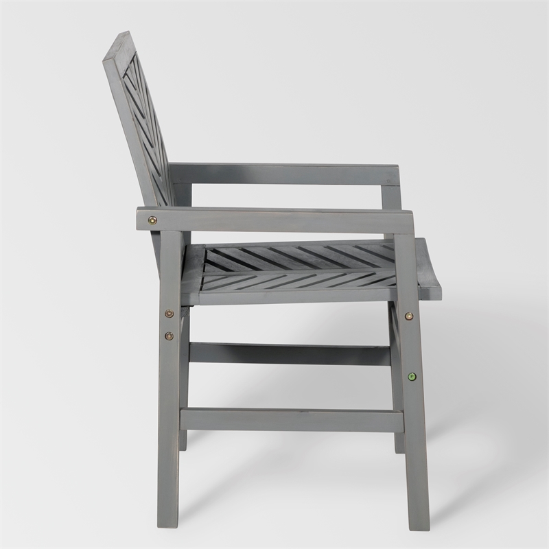 Home Square 4 Piece Patio Set with Extendable Table and 6 Chairs in Gray Wash