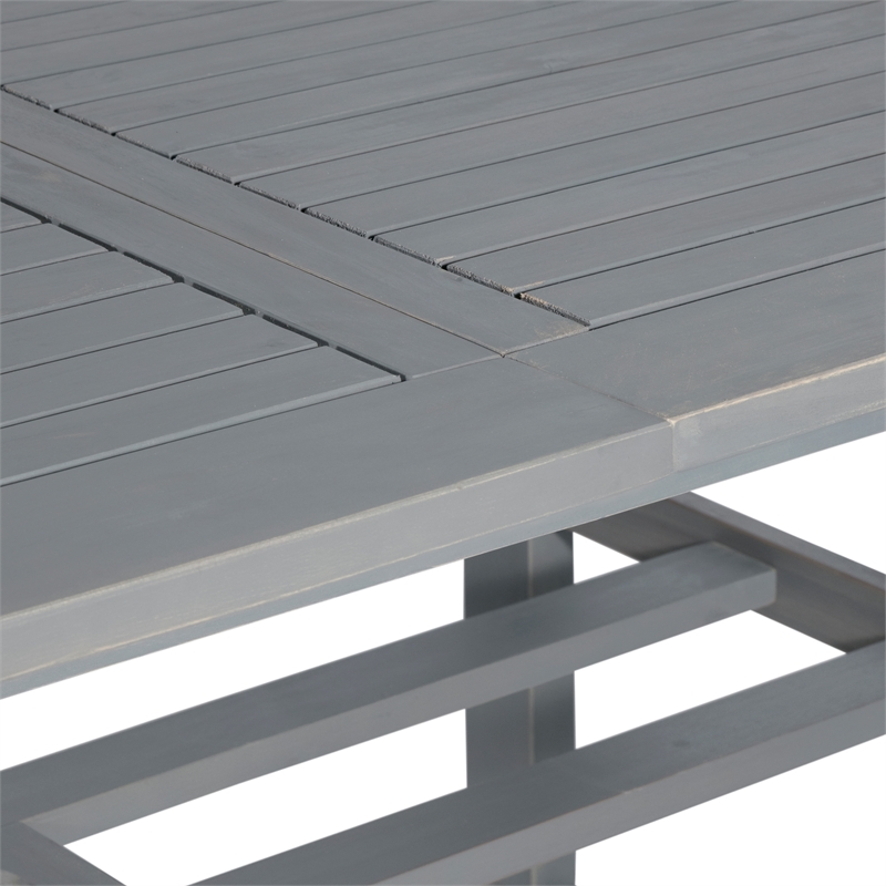 Home Square 4 Piece Patio Set with Extendable Table and 6 Chairs in Gray Wash