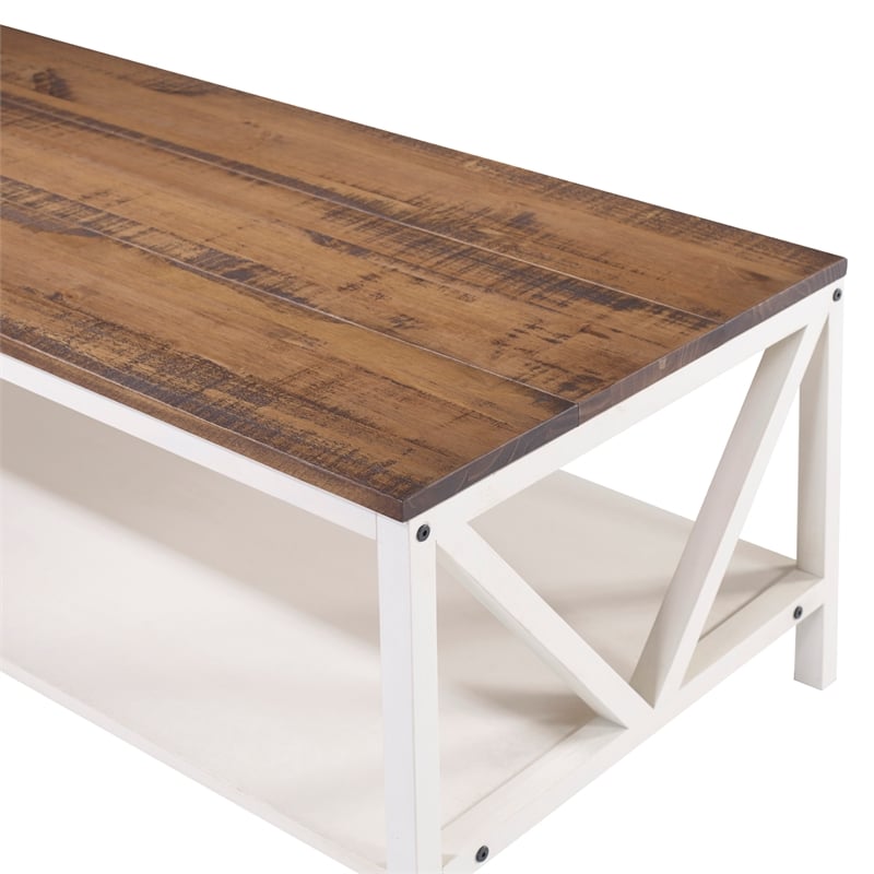 Home Square 2 Piece Living Room Set with 2 End Tables and Coffee Table in White