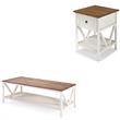 Home Square 2 Piece Living Room Set with Coffee Table and End Table in White