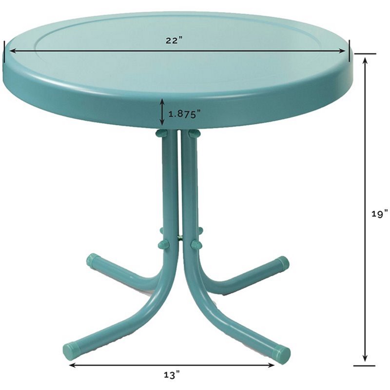 Home Square 2 Piece Metal Patio End Table Set in Caribbean Blue