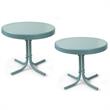 Home Square 2 Piece Metal Patio End Table Set in Caribbean Blue