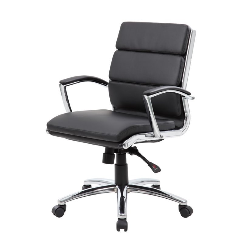 Home Square 2 Piece CaressoftPlus Executive Mid-Back Chair Set in Black