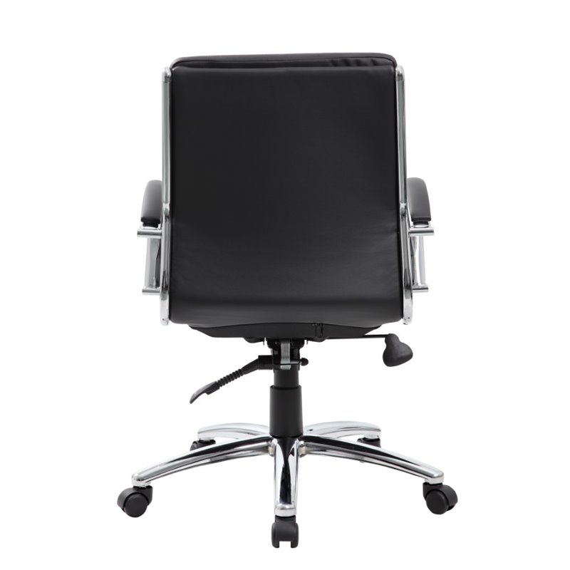 Home Square 2 Piece CaressoftPlus Executive Mid-Back Chair Set in Black