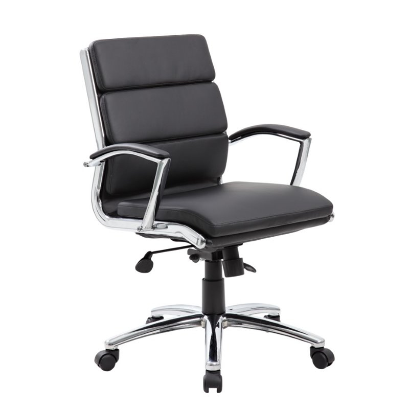 Home Square 2 Piece CaressoftPlus Executive Mid-Back Chair Set in Black