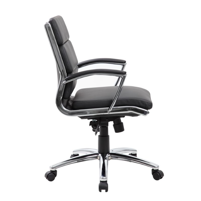 Home Square 2 Piece CaressoftPlus Executive Mid-Back Chair Set in Black