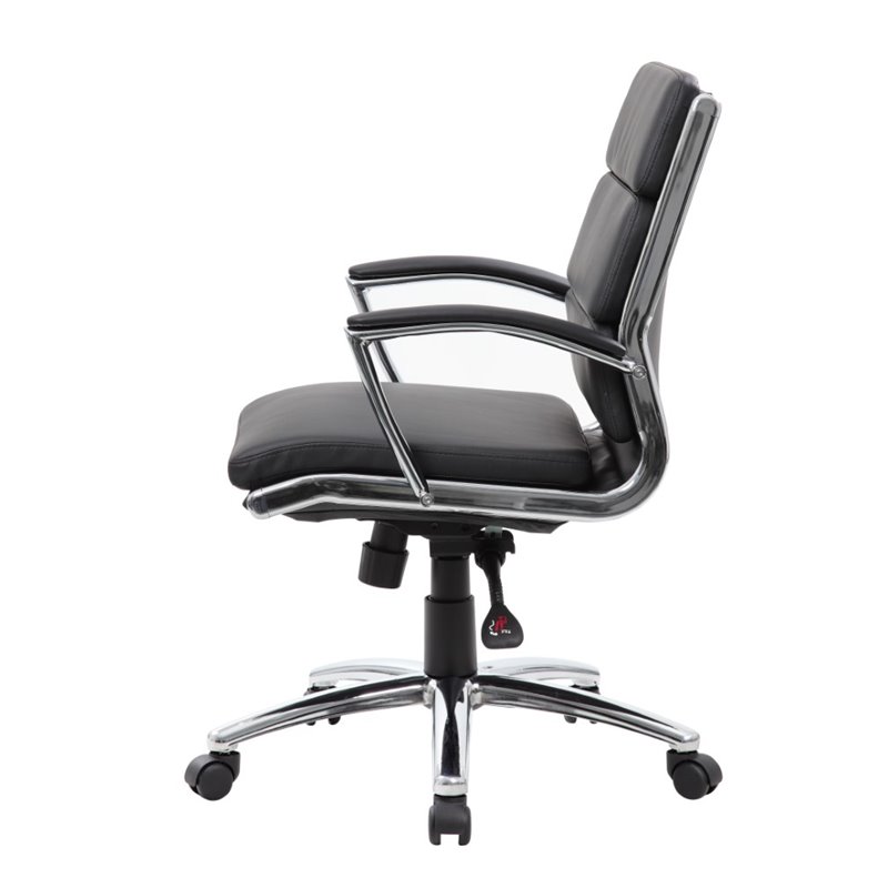 Home Square 2 Piece CaressoftPlus Executive Mid-Back Chair Set in Black