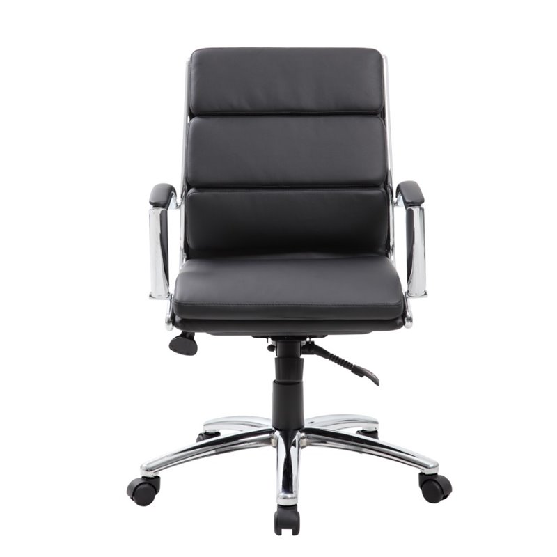 Home Square 2 Piece CaressoftPlus Executive Mid-Back Chair Set in Black