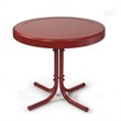Home Square 2 Piece Metal Patio End Table Set in Coral Red
