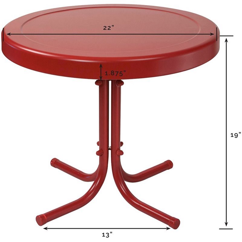 Home Square 2 Piece Metal Patio End Table Set in Coral Red