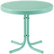 Home Square 2 Piece Metal Patio End Table Set in Aqua Blue