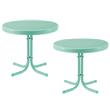 Home Square 2 Piece Metal Patio End Table Set in Aqua Blue