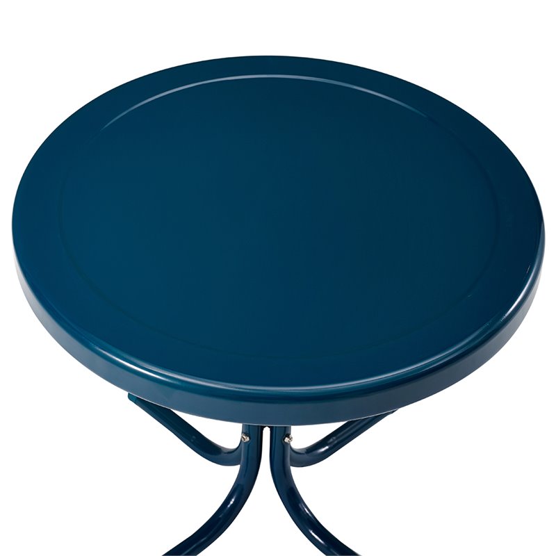 Home Square 2 Piece Metal Patio End Table Set in Navy
