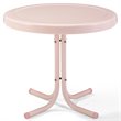 Home Square 2 Piece Metal Patio End Table Set in Pink